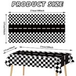 3pcs Checkered Race Car Birthday Party Supplies Disposable Two Fast Birthday Tablecloths Decorations Plastic Black and White Checkered Race Flag Table Cover Favors for Two Fast Birthday Baby Shower