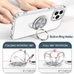 Hython Case for iPhone 13 Pro Max Case with Ring Stand [360° Rotatable Ring Holder Magnetic Kickstand] [Support Car Mount] Transparent Hard PC Cover Shockproof Protective Phone Case, Clear