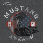 Tee Luv Ford Mustang Cobra T-Shirt – Retro 1968 Ford Mustang Shirt (XX-Large) Charcoal Heather