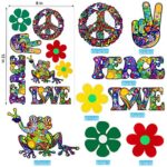 32 Pieces Hippie Theme Car Stickers Peace and Love Car Stickers Cute Car Flower Stickers Decals for Bumpers Car Window Water Bottle Laptop Skate Computer