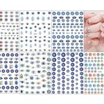 Evil Eye Nail Art Stickers Decals 7 Sheets Self Adhesive Pegatinas Uñas Turkish Blue Eye Hamsa Hand Eye of Fatima Cartoon Charms Design Manicure Tips Nail Decoration for Women Girls Gift