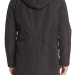 Cole Haan Signature Men’s Bonded Nylon Car Coat with Attached Hood, Black, Large