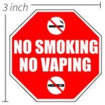 No Smoking Sign (Pack of 4) | No Vaping Sticker | Small (3 inch x 3 inch) Vinyl Decals for Car Vehicle Business or Office | Indoor Outdoor Stop Sign Design
