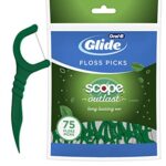 Oral-B Complete Glide Dental Floss Picks Plus Scope Outlast, Long Lasting Mint, 75 Dental Floss Picks, Pack of 6