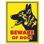 German Shepherd Beware of Dog Sign Vinyl Sticker – Car Phone Helmet Bumper Sticker Decal