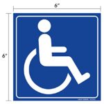 (Set of 4) Handicap / Disabled Wheelchair Accessible Sign Sticker 6″ x 6″ – Durable Self Adhesive 4 Mil Vinyl – Laminated – Fade & Scratch Resistant – Waterproof – Blue Handicap Sign for Car, Bus, Business, or Elevator