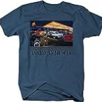 American Muscle Classic Hotrod Car Truck Drive-in Cruise T Shirt for Men XLarge Denim Blue