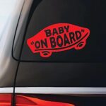 EPIC Goods Baby On Board Sticker for Car Windows, Trucks, SUV’s – Heavy-Duty Vinyl Die Cut Sticker, See-Through Safety Sign (Red – Transfer Sticker)
