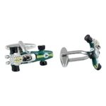 Cuff-Daddy Indy Race Car Cufflinks in Green with Presentation Box with Presentation Box