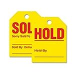 Donkey Auto Products Sold Hold Car Mirror Hang Tags (50 per Pack) – Yellow Car Signs