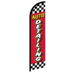 Auto Detailing (Red & Yellow) Windless Banner Advertising Flag – Perfect for Mechanics, Auto Shops, Dealerships, Car Repair Shops