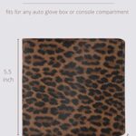 Kazcazsa Car Registration and Insurance Card Holder with Magnetic Closure and 4 Clear Pouches, Leopard PU Leather Car Document Wallet Case for Vehicle Glove Box Organizer
