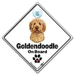 iwantthatsign.com Goldendoodle Dog Car Sign, Dog on Board Sign, Dog Decal Suction Cup Window Sign, Dog on Board, Designed to Notify of Dog in Vehicle 14 cm x 14cm x 2cm