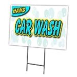 Hand CAR WASH 12″x16″ Yard Sign & Stake Outdoor Plastic coroplast Window