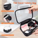 DARIN Clear Toiletry Bag 3Pack TPU Makeup Cosmetic Bag TSA Approved Toiletry Bag, Waterproof Travel Liquid Bag for Air Flight, Clear Travel Carry On Pouch for Women and Men -(Clear, 1L+1M+1S)