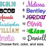 Name or Word Decal – Personalized – Solid and Glitter Color Choices – Custom – Choose Size, Font, and Color – Adhesive Die Cut Vinyl Lettering for Cup, Tumbler, Car Window, Laptop, Boat, Vehicle