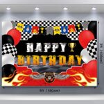 QIEXI Car Racing Happy Birthday Backdrop Car Themed Birthday Party Decorations Racing Party Photo Background Racing Theme Party Supplies for Birthday Party Photography Decor 5x3ft
