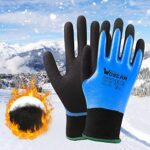 Winter Warm Unisex-Adult Work Gloves Double layer Breathable Rubber Scrub Coated Cold Weather Insulated Freezer Gloves