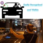 Light Sign for Car, Blue Light Decal for Car Windshield with Suction Cups,USB Type-C Touch Dimmer Switch Cable