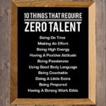 “10 Things That Require Zero Talent”- Motivational Wall Art- 8 x 10″ Poster Print-Ready to Frame. Modern Decor for Home-Office-School-Gym & Locker Room. Teach Your Team & Players The Fundamentals!