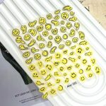 Publi Graffiti Fun Nail Art Stickers Abstract Smiling Face Nail Decals 3D Self-Adhesive Fashion Trend Charm Yellow Twisted Smiling Face Nail Design Nail DIY Decoration for Women Girls Kids 1Pcs