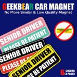 GEEKBEAR Senior Driver Car Magnet (Yellow/Black, 3 Pack) – Rectangular Shape, 8.7 x 3.6 inch