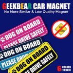 GEEKBEAR Dog on Board Car Magnet (Navy/Blue) – Reflective Waterproof Durable Magnetic Sign – 8.7 x 3.5 in