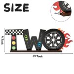 OSNIE Race Car Two Letter Sign Wooden Table Centerpiece Let’s Go Racing Checkered Theme 2nd Party Supplies Decoration Milestone Cake Smash Photo Props for Kids Boys Two Years Old Birthday