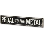 Open Road Brands Pedal to The Metal Wood Sign for Garage, Man Cave or Auto Shop – Large Race Car Wall Decor