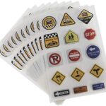 10 Sheets Road Sign Stickers DIY Traffic Play Stickers to Develop Your Kids Imagination and Memory – B