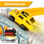 Kizplays 260 PCS Construction Race Tracks for Kids Toys, 2 Electric Cars, 4 Construction Cars, 1 Map & Flexible DIY Track Set, Engineering Gifts for 3 4 5 6 Year Old Boys Girls