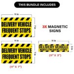 3 Pack Heavy Duty Magnetic Delivery Vehicle Frequent Stops Signs 2(11×7″) 1(11″×3″) Amazon Delivery Driver Car Sign For Flex Drivers, Doordash, Grubhub, Uber Eats, Dashers, Instacart, Walmart, Newspaper Delivery, Reflective At Night UPGRADED By Lumière Tech