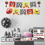 Estune 28 Pieces Race Car Bar Decorations Kits Racing Bar Signs Snack Tent Cards Race Car Banner for Two Fast Birthday Party Decorations Let’s Go Racing Theme Party Supplies (Race Car)