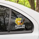 Y2K Baby on Board Sticker for Car 2 (PCS), Baby Safety Car Signs, Baby on Board Decals for Cars, Funny Baby on Board Sticer 5,5×4 inch