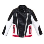 BUDERMMY Boys Leather Motorcycle Pilot Jackets Toddler Coats (2-3 Year, Black and White)