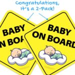 Stickios Baby on Board Sticker for Cars – Sticks Anywhere Including Windows – Cute Removable Baby in Car Sign – No Magnets, Suction Cups or Paint Damage – Sleepy Baby (2-Pack)