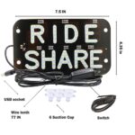 Rideshare LED Light Signs for Car Window Accessory,Equipped with USB Plug and Switch, Taxi/Carpool/Driver Sign lights(Blue)