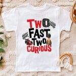 Two Fast two curious T-Shirt Second Birthday Shirt 2nd Birthday T-Shirt Race car Birthday Shirt Birthday Boy Shirt cars birthday party (2T)