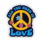 All You Need is Love Stickers – 2 Pack of 3″ Stickers – Waterproof Vinyl for Car, Phone, Water Bottle, Laptop – Peace Sign Love Decals (2-Pack)
