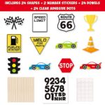 24 Pack Race Car Party Centerpieces Sticks Racing Table Toppers Decor for Two Fast Birthday Party Checkered Themed Party Decorations Let’s Go Racing Party Supplies