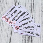 No Smoking No Eating NO Drinking Sticker Sign 10 Set 2 X 3 Inch 5 Mil Vinyl Laminated for Ultimate Protection Durability Self Adhesive Decal UV Protected Weatherproof (O)