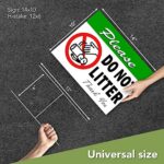 2 PC Please Do Not Litter Sign with Stake – 14×10 Coroplast Double Sided No Dumping Signs Outdoor – No Trash Sign – Signs for Private Property