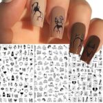 8 Sheets Black White Nail Art Stickers 3D Self Adhesive Bad Girls Nail Designs Stickers Abstract Sexy Black White Flower Love Nail Stickers for Women Girls Sexy Girls Nail Charms DIY Manicure Tips