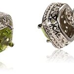 Amazon Collection Sterling Silver Genuine Peridot and Created White Sapphire Halo Cushion Stud Earrings