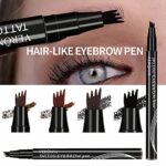 Anjoize Eyebrow Pen, Anjoize 4-Tip Microblade Brow Pen, Eyebrow Pencil Eyebrow Microblading Pen, Long-Lasting,Water-Resistant, Waterproof and Smudge-Proof (Dark Brown)