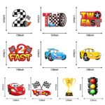 Race Car 2 Fast Birthday Decorations Hanging Swirls for Boys, 16Pcs Car Theme 2nd Birthday Foil Swirls Party Supplies, 2 Year Old Let’s Go Racing Birthday Party Ceiling Decor