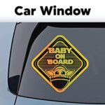 EPIC Goods Cute Baby On Board Large 5×5 Holographic Stickers [2-Pack] Baby Gift Set – Safety Sign for Car Window, Truck, Van, Bumper, Laptop, Luggage, Flask, Water Bottle, Bike (Holographic Yellow)