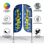 LookOurWay Feather Flag Set 3-Pack – 5ft Tall Car Wash Themed Feather Flag Banner for Business Advertising – Includes 3 Banner Flags, 3 Pole Sets, and 3 Ground Spikes (10M5000045,10M5000109,10M5000046)