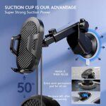 Madeggs Car Phone Holder Mount, [Strong Suction Cup] [Military Grade Durable] for Windshield and Dashboard, Adjustable Long Arm Compatible with iPhone 14 Pro Max and All Smartphones, Black