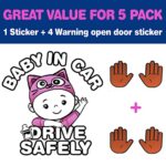5 Pieces (1 Stickers Plus 4 Reflective Warning Open Door Sign), High Visibility, Baby in Car Sticker and Warning Open Door Sign, Baby on Board Sticker, Drive Safely Sticker, Baby Board Sticker, Car Sticker, Waterproof, UV Proof…